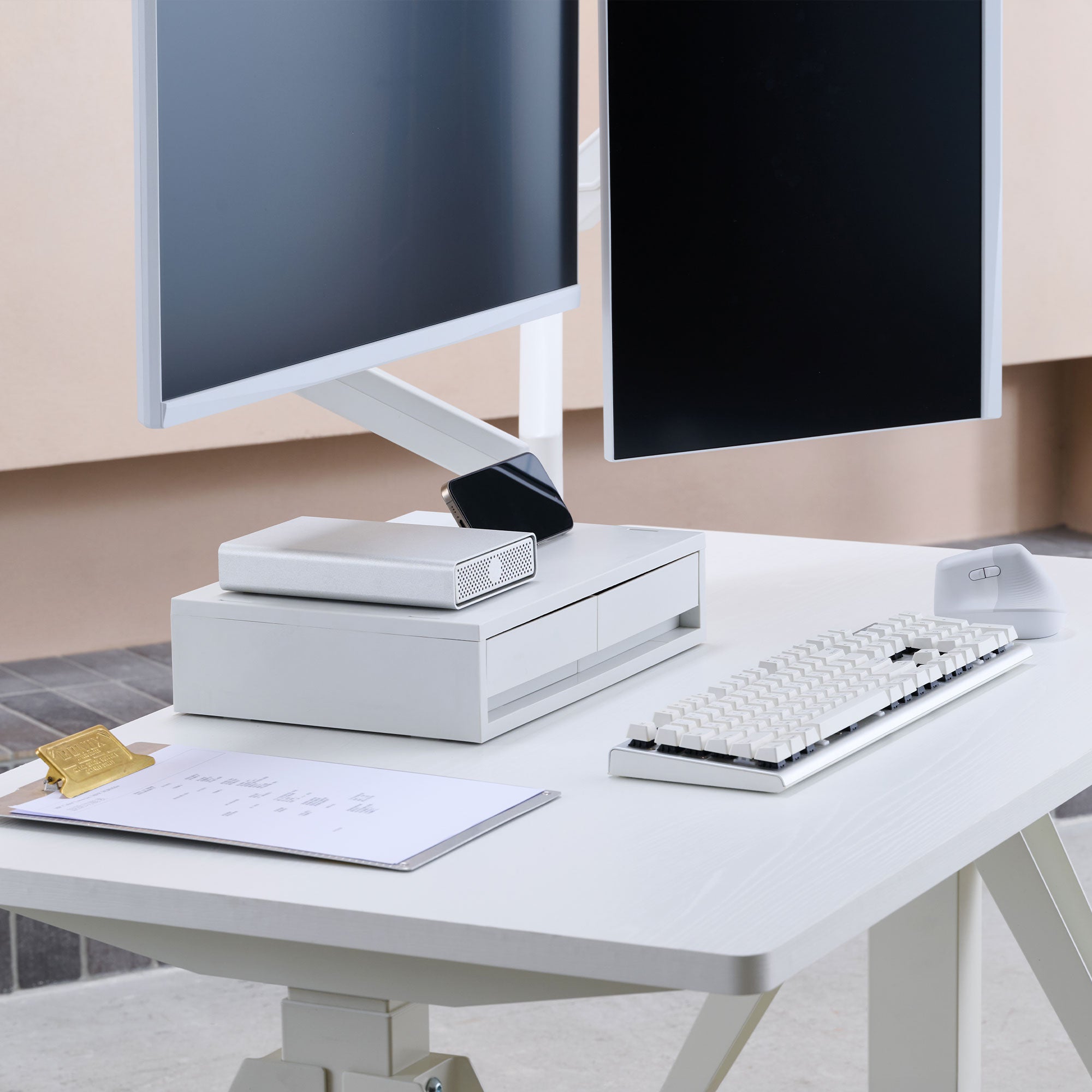 ULTRARM monitor arm and Moodular wooden monitor stand — modular, ergonomic, and designed for VISION ultrawide monitors. Enhances comfort, saves space, and elevates your workspace with precision craftsmanship.